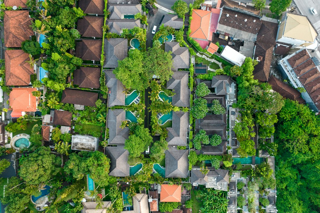 Aerial view of a Bali residential villa area, matching the Canggu versus Pererenan rent comparison